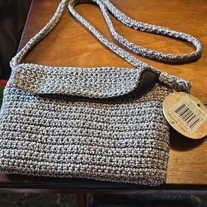 The Sak Gray Crochet Crossbody Bag